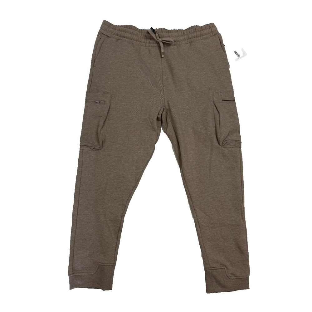 Cory Vines Mens Heavy Weight Cargo Sweatpants Brown Tapered Joggers XL NEW